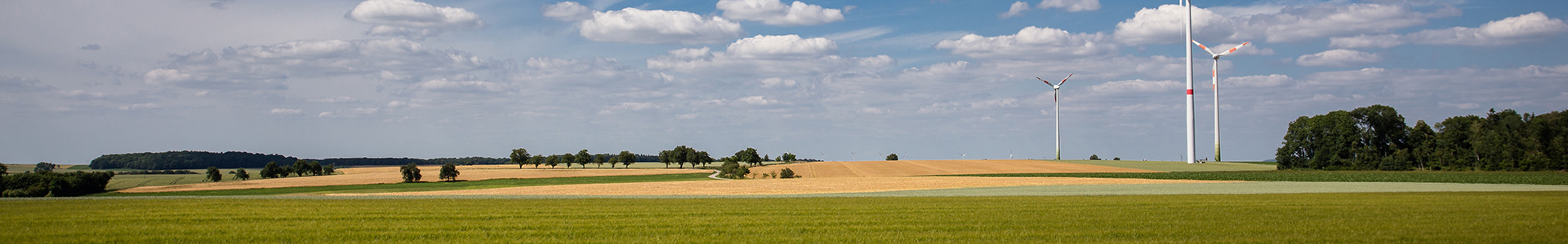 Panoramaaufnahme eines unbebauten Feldes im Landkreis Ansbach